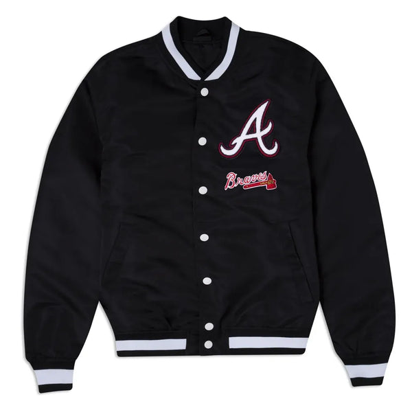 atlanta braves logo select black nylon jacket

