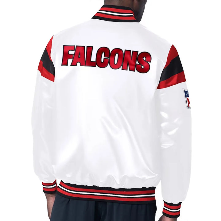 Stylish Atlanta Falcons White Satin Jacket with Team Logo in USA