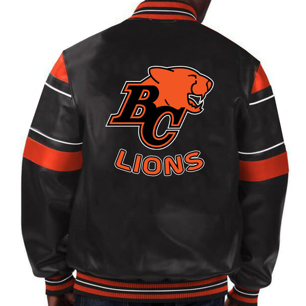 CFL Team BC Lions Black Varsity Jacket by TJS