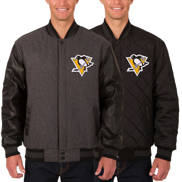 pittsburgh penguins reversible wool and leather two hit jacket in USA