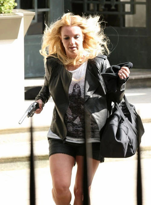 Signature Style: Britney Spears' Black Leather Jacket in German style