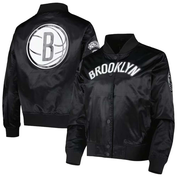 NBA Women's Pro Standard Black Brooklyn Nets Classics Satin Full-Snap Jacket by TJS