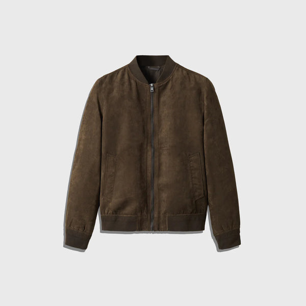 The Elegant Suede Bomber - Men's Leather Jacket