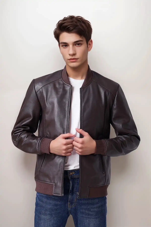 Men Urban Luxe Brown Bomber