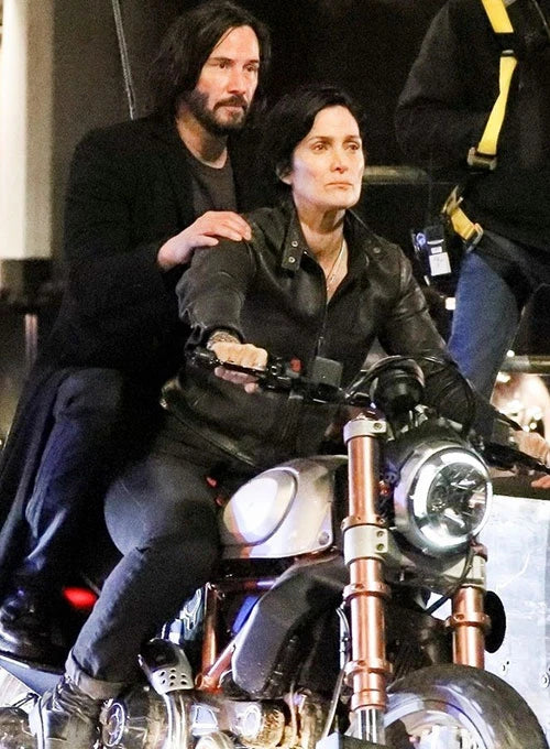 Carrie-Anne Moss Radiates Neo-Noir Style in Leather Jacket – The Matrix Resurrections in USA market