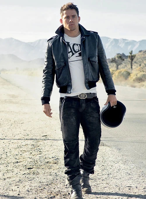 Channing Tatum's Stylish Leather Jacket in USA market