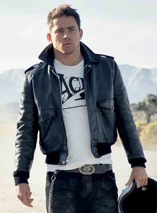 Classic Leather Jacket Worn by Channing Tatum in France style