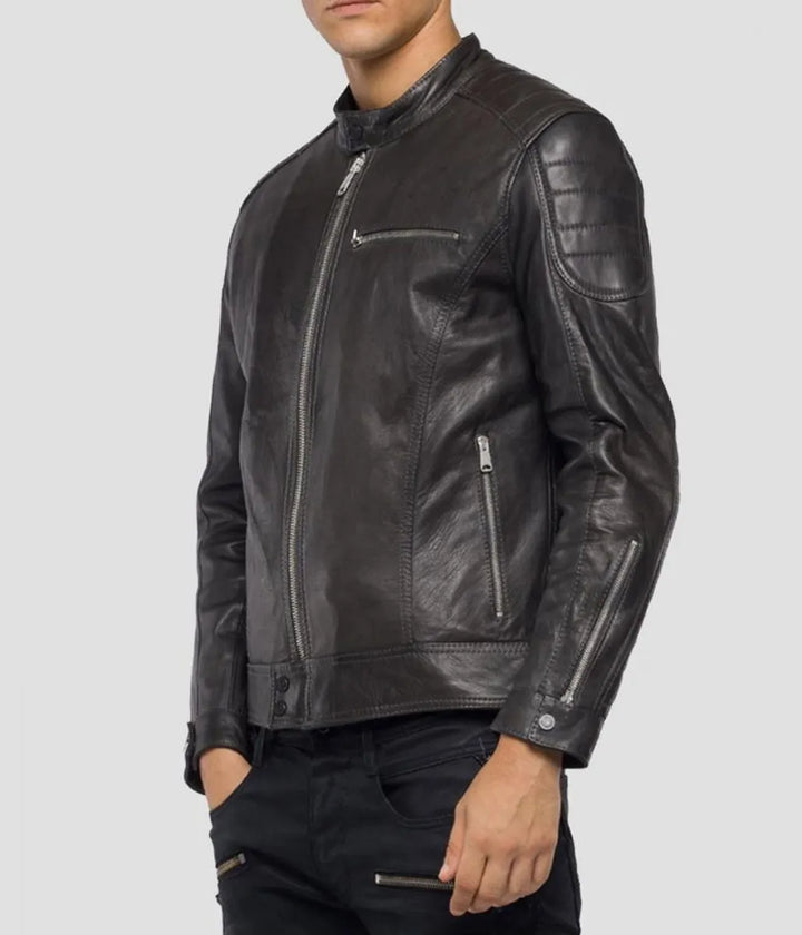 Cross View Men’s Crust Motorcycle Leather Zipper Pockets Jacket