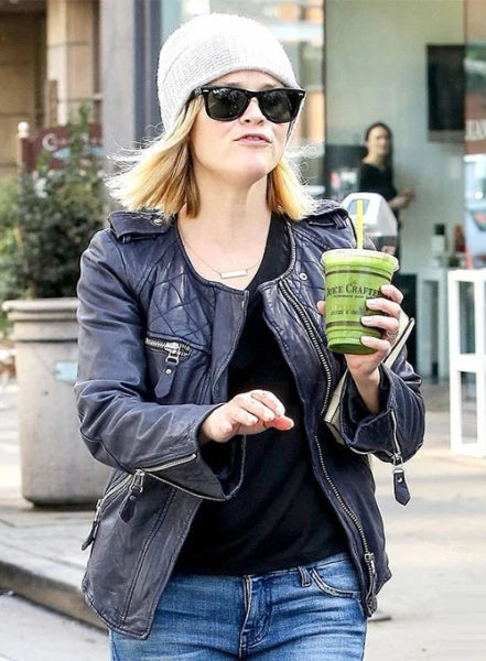 Reese Witherspoon Rocks Edgy Leather Jacket with Style in USA market