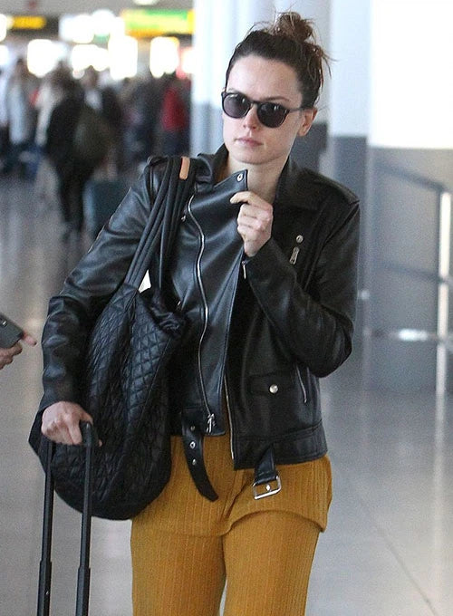 Iconic Style: Daisy Ridley Nails the Leather Jacket in USA market