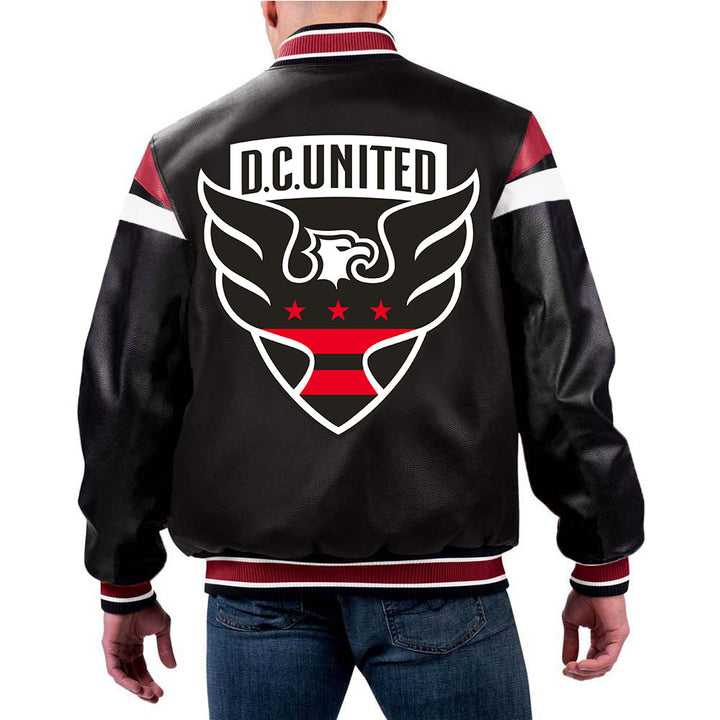 MLS DC United leather jacket front view in USA