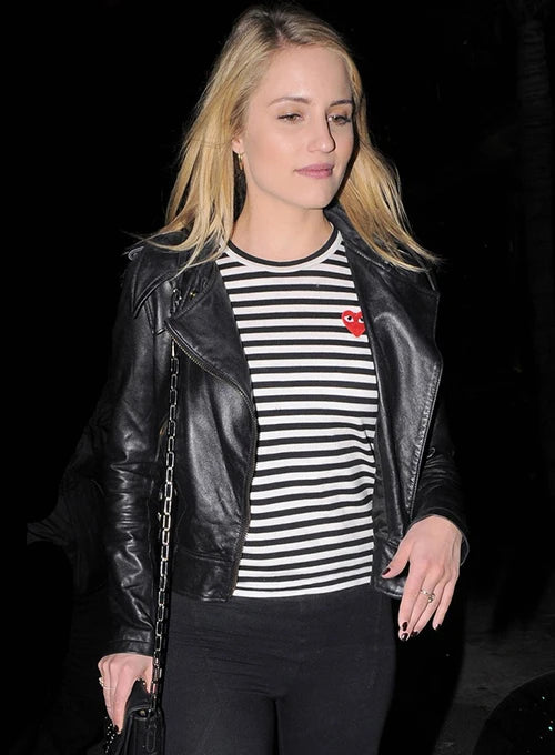 Dianna Agron Flaunts Edgy Style in Leather Jacket in France market