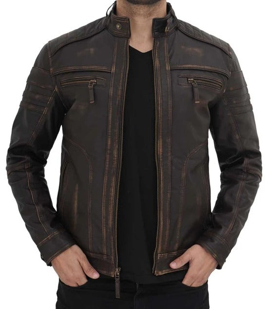 Monroe Distressed Brown Leather Jacket