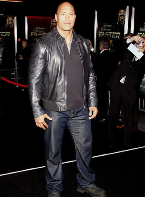 Iconic Dwayne Johnson Attire: Leather Jacket Vibes in American style