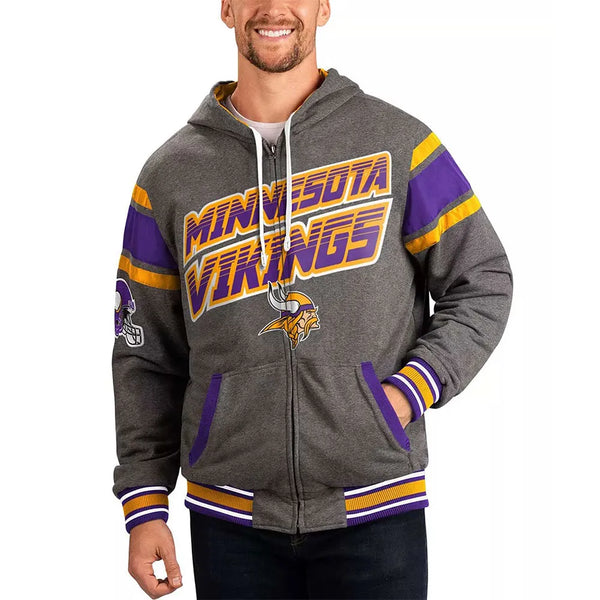 gray minnesota vikings fleece hoodie

