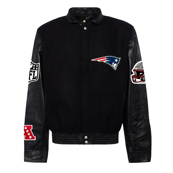 Shop New England Patriots Wool & Leather Varsity Jacket