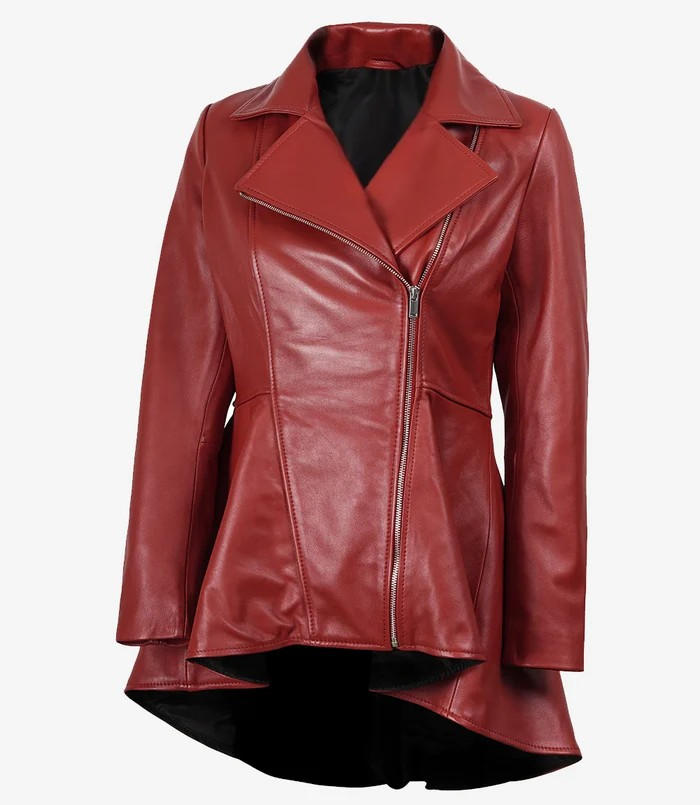 Red leather jacket on a white background