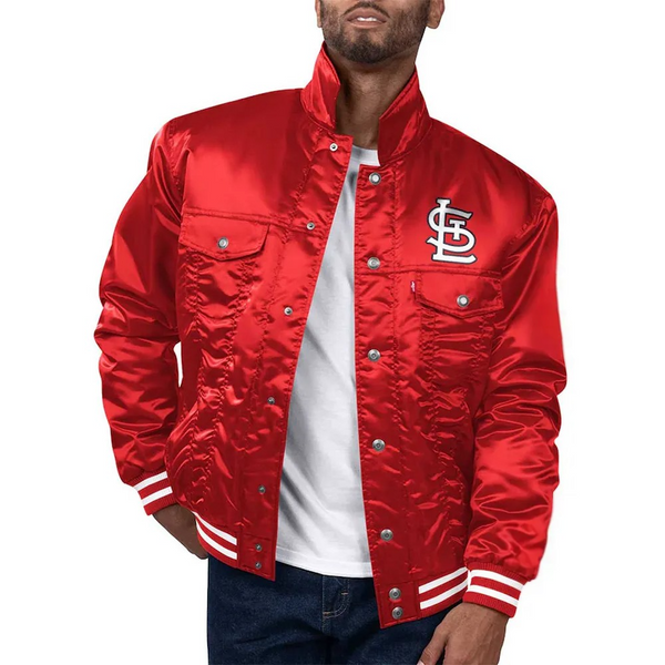 St. Louis Cardinals red trucker jacket front view


