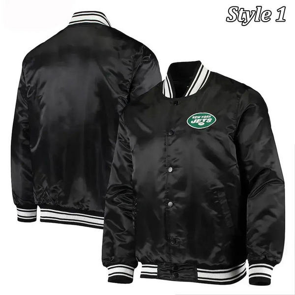New York Jets black satin locker room jacket

