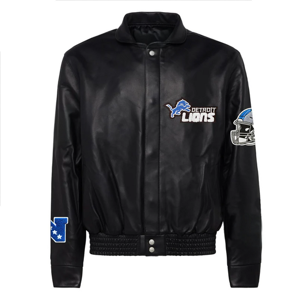 DETROIT LIONS FULL LEATHER JACKET BLACK