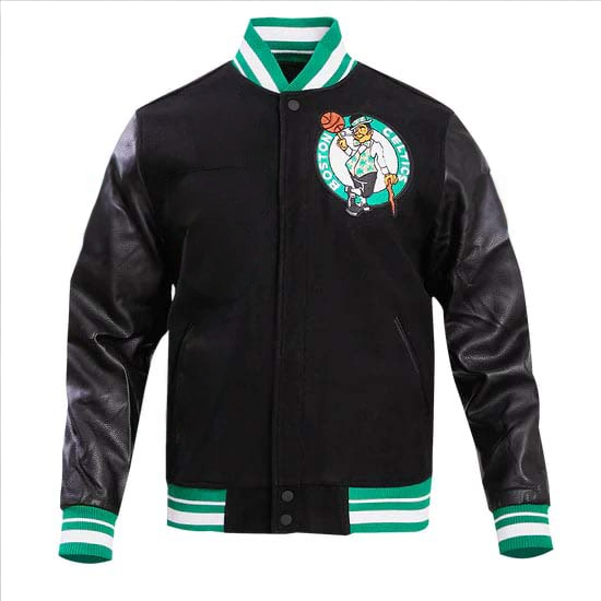 Boston Celtics men’s retro wool varsity jacket, classic design in USA