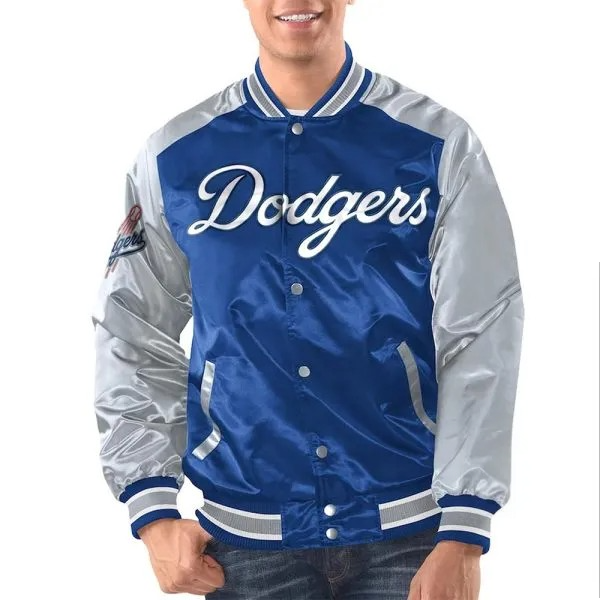 Royal Los Angeles Dodgers Renegade varsity jacket front view

