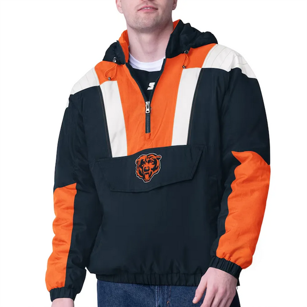 NFL Chicago Bears Charger half-zip pullover jacket front view in USA