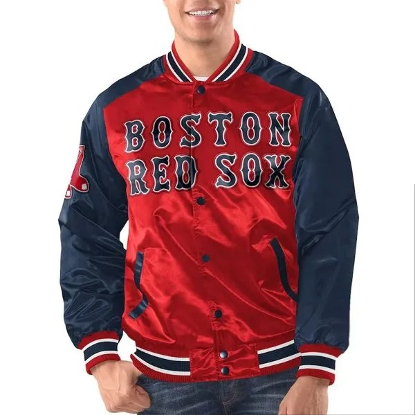 Red and Navy Boston Red Sox Varsity Jacket in USA