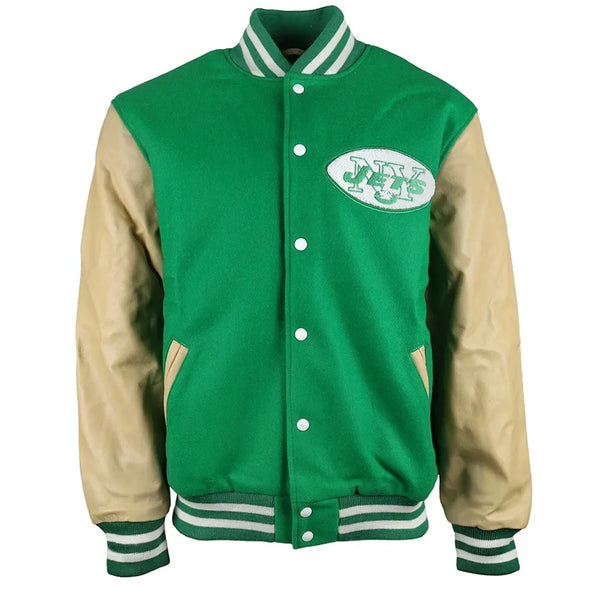 New York Jets green and beige varsity jacket

