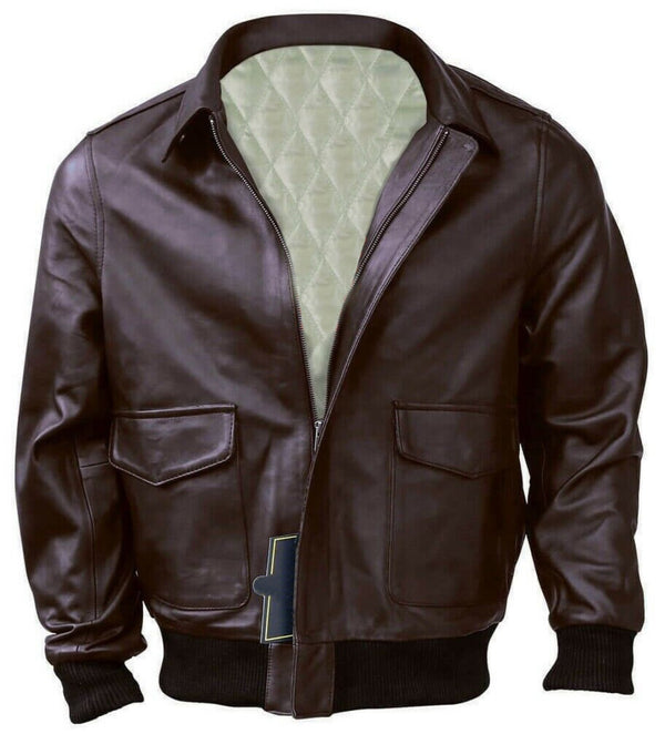 Men's A2 Leather Flight Bomber brown Jacket | Men Leather Jacket by The Jacket Seller