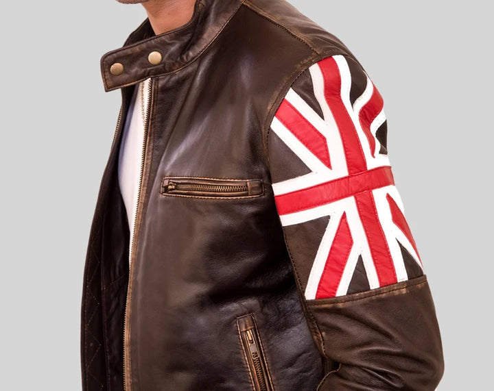 Upgrade your wardrobe with this sophisticated brown leather jacket in American style