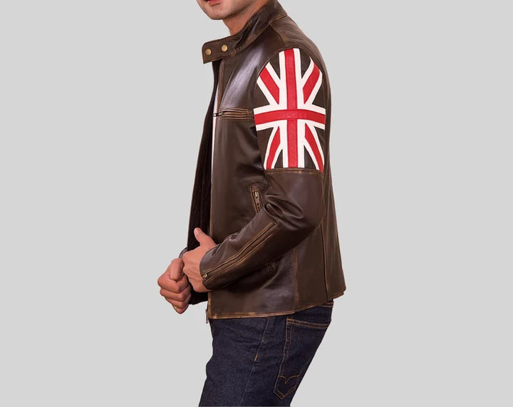 Sleek jacket with a British vintage twist in elegant brown in United state market