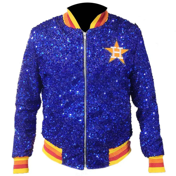 Astros Sequin Glitter Bomber Jacket | Men and Women Jacket