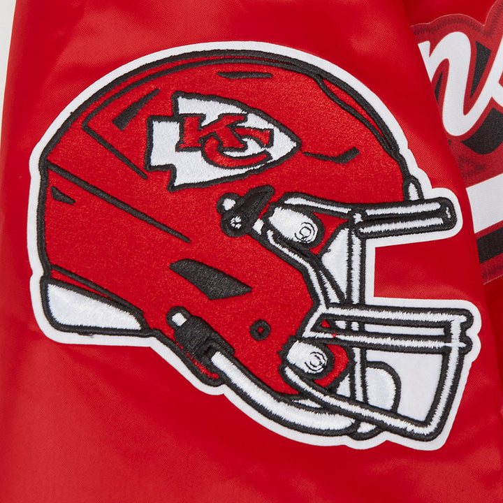 Embroidered Kansas City Chiefs helmet patch on the sleeve.