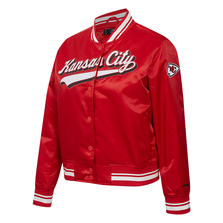 Side view of Kansas City Chiefs jacket with logo and details.