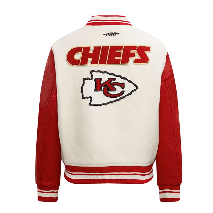 Back view of NFL Kansas City Chiefs retro varsity jacket