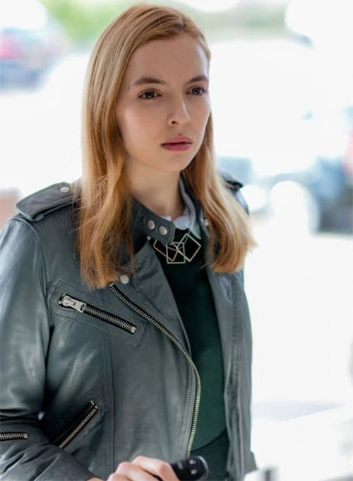 Fashionable Women's Leather Jacket Inspired by Jodie Comer
