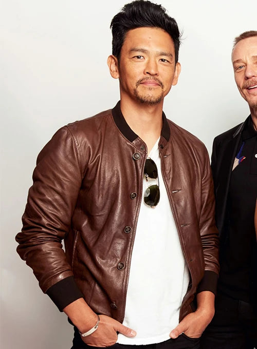 Sleek and Cool: John Cho Leather Jacket in American style