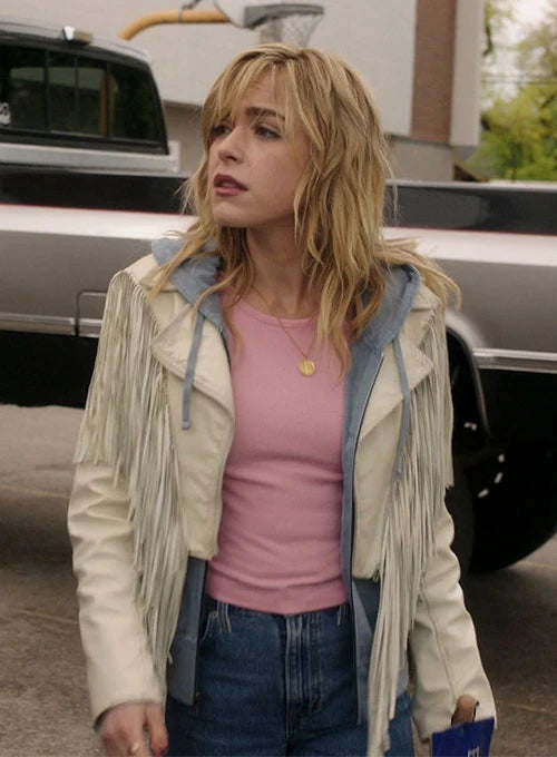 Stylish Totally Killer Leather Jacket Worn by Kiernan Shipka in France style