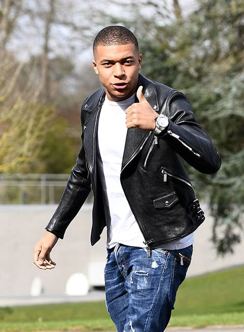 Kylian Mbappé Signature Leather Jacket in USA market