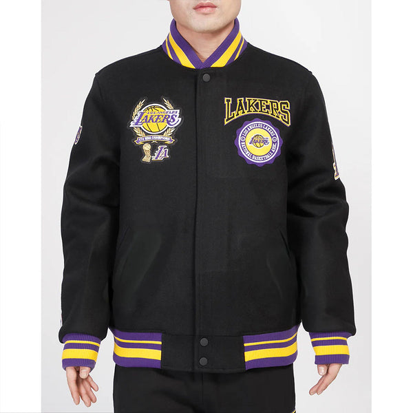 la-lakers-crest-emblem-classic-rib-varsity-wool-jacket- Front View 