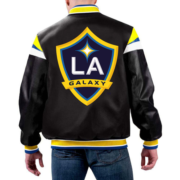 MLS LA Galaxy leather jacket front view in USA