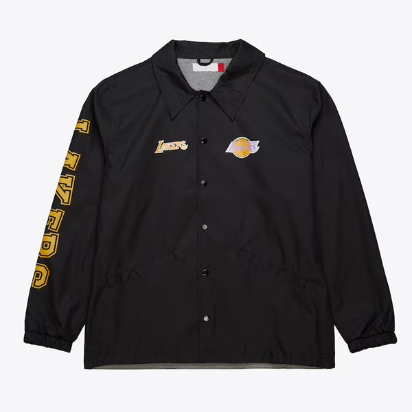LA Lakers Black Coaches Jacket Front View