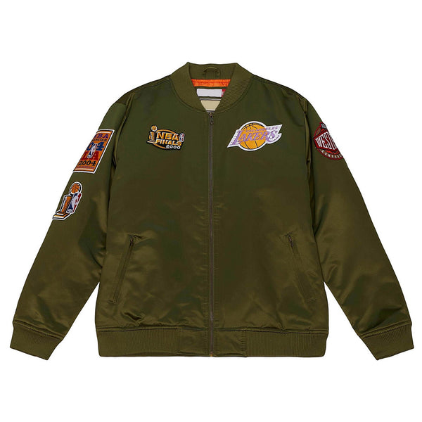 LA Lakers Flight Green Satin Jacket Front View 