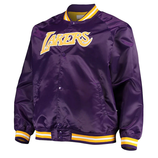 LA Lakers Hardwood Classics Purple Satin Jacket Front View 