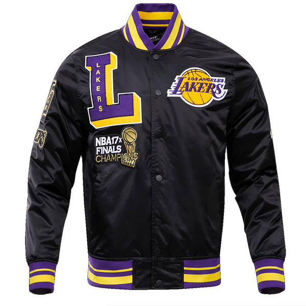 LA Lakers Mash Up Logo Black Jacket Front View