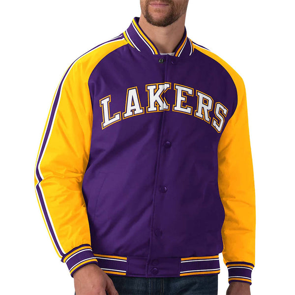 LA Lakers Polyester Purple and Yellow Jacket Front View