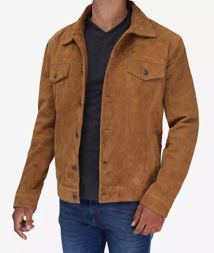 Timeless tan leather jacket for versatile styling