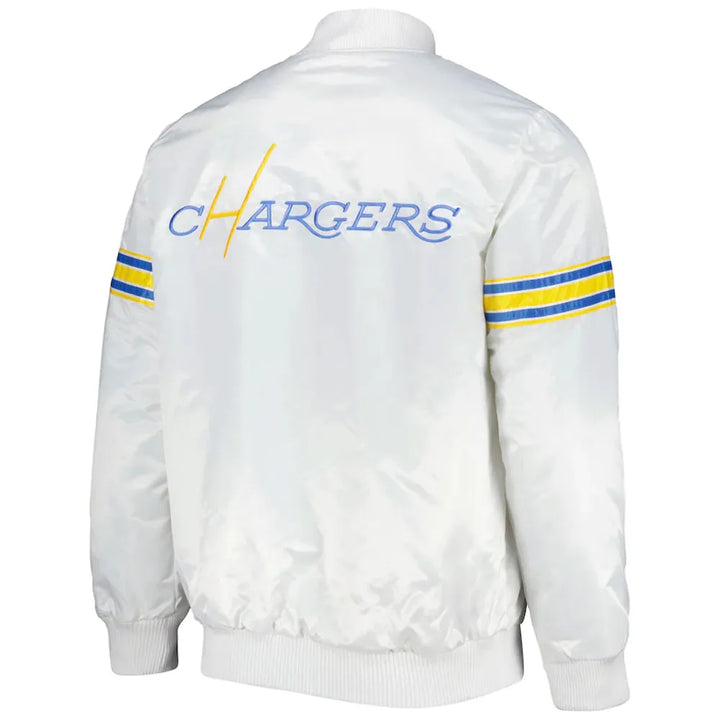 Official LA Chargers Satin Jacket - Light Blue and White
