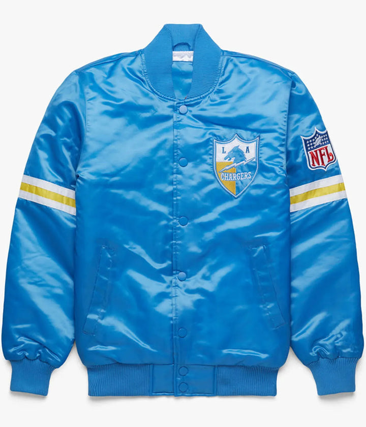 LA Chargers Light Blue/White Satin Jacket
